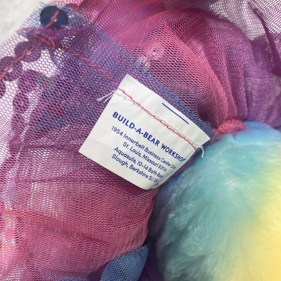 BUILD A Bear Rainbow Wolf Plush Great Wolf Lodge with Skirt Rhinestone 17 in - Picture 9 of 10